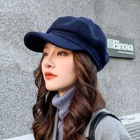 Berretti giapponese e coreano di colore solido cappello ottagonale di lana ottagonale inverno autunno ispessimento berretto caldo beretto retrò