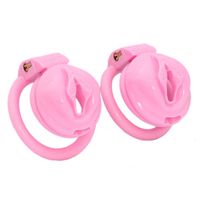 Massagegeräte Bondage Toys Pink Muschi Männliche Geräte mit 4 Penis kleiner Käfighahn Ringe Keuschheitsschloss BDSM Sklave Sexspielzeug für Mann Gay