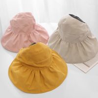 Chapéus largos de abrangência Meninas de verão meninas chapéu de sol respirável Big cap.