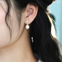 Stud Earrings ASHIQI Natural Freshwater Pearl 925 Silver Fas...