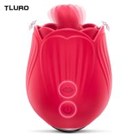 Jouet de vibrateur de rose puissant avec la langue léchant le clitoris oral clitoris stimulateur féminin adultes biens sex toys for women