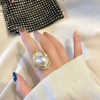 Nouvelle mode bijourie de mari￩e g￩om￩trique anneau de perle baroque irr￩guli￨re pour femmes r￩tro ouverte redimencable anneaux de f￪te bijoux de f￪te CL1218
