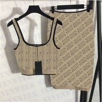 Full Letter Knitted Tank Tops Skirts Sets Womens Dresses Des...