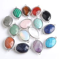Stone Sier- Color Double Hole Egg- Shaped Faceted Natural Ston...