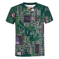 남자 T 셔츠 마더 보드 전자 칩 셔츠 남성 여자 3D 인쇄 아이 소년 소년 소녀 참신 티셔츠 여름 패션 짧은 슬리브 탑 티