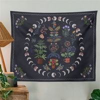 Tapestries Moon Phase Tapestry Wall Black Floral Boho معلق عرافة السحر Mandala Decor 221006
