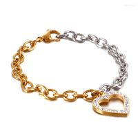 Bracelets de link Fashion Zircon Bracelet em forma de coração jóias de aço de titânio para mulher nunca desaparece