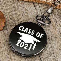 Classe de montres de poche de 2022 Graduation imprim￩ motif imprim￩ lisse noire quartz montre des cadeaux de souvenirs amis / membre de la famille