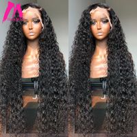 Черный 360 Бразильский глубокий 13х4 фронт HD Transparent Curly Full кружевные парики вода волна человеческие волосы для женщин
