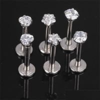 Labret Lip Piercing Jewelry 6mm 1pc in acciaio inossidabile labbro Labret Piercing Crystal Crystal Stall