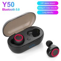Y50 mobiltelefon hörlurar headset sport utomhus trådlöst 5.0 pek headset med laddning av Bluetooth -lager