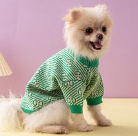 23ss Lettere verdi Abbigliamento per cani maglione maglione casual designer di maglieria di lusso addensato con cappuccio caldo cappotti abiti da compagnia per cucciolo
