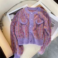 Womens Knits Tees Sweet Fashion Heart Buttons Mink Cashmere ...