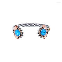Braccialetti di braccialetti aperti in cristallo di gioielli alla moda in argento d'argento vintage per accessori per abbigliamento da donna