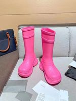 Sneakers de 23Ss Designer de luxo High plataforma botas de chuva Big cabeça grossa grossa de fundo não deslizante Botas de geléia de cor de gelatina