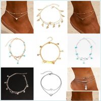Anklets Summer Fashion Crystal Pine Anklets Female Crochet Crochet Foot Jewelry Jewelry Bead Onkle Bracelets for Women Leg chain 281 Dhnno