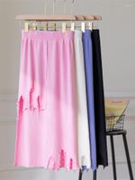 Юбки Syiwidii ​​разорваны для женщин с высокой талией Y2K Fashion Long Юбка уличная одежда розовая фиолетовая белая черная стройная сексуальная Midi