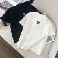 레터 슬림 핏 니트 탑 스웨터 여성용 짧은 소매 T 셔츠 패션 클래식 풀버 티 뜨개질 까마귀 옷