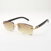 Nuovi occhiali da sole H hardware 3524012 con bastoncini di legno nero e obiettivo da 56 mm