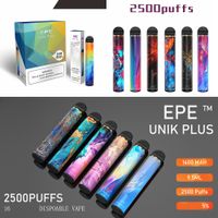 Epe Unik Plus 2500 Puffs Eタバコ使い捨て5％Vape Pen 21 Colors 1600MAHバッテリーポッド9.5ml Ecigar Vapes Wolosesale Authentic