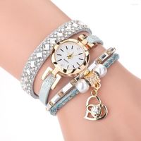 Montreuses de bracelettes Luxury Femmes Regardez-vous habiller cadeau vintage brillant bijoux de perles créatives bracelet horloge bracelet rond