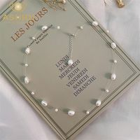 Ожерелье из бисера Ashiqi Real Natural Baroque Pearl Collese 925 Серебряные свадебные украшения для женщин 221007