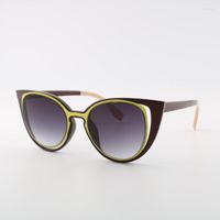 Lunettes de soleil Goggle UV400 Cat Eye Women Fashion Fashion Crame Personnalit￩ Designer Sun Vintage Anti-UV Eyewear