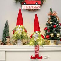 Decorações de Natal Gnome sem rosto Ornamento Rudolph Elf com luzes LED Mini Ornamentos de árvore de Natal para decoração