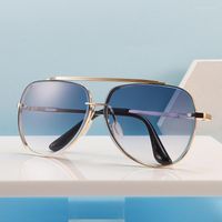 نظارة شمسية عالية الجودة ماخ ستة نمط كبير الحجم هندسي ريترو سبيكة التدرج الرجال UV400 النساء
