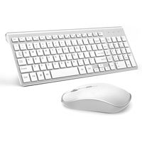 Teclado mouse combos sem fio tamanho completo com teclas numéricas compatíveis com iMac Mac PC Laptop Tablet Windows Silver 221008
