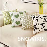 Oreiller moderne couverture simple amour vert casse moelleux petit canapé élégant frais peut être démonté et lavé