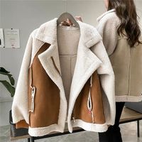 Womens Jackets thickened warm fur one lamb wool coat high st...
