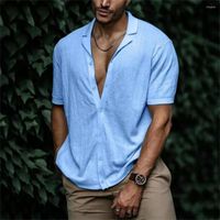 Мужские повседневные рубашки 2022 летние мужские высококачественные ретро-тренд рубашка с коротким рукавом с коротким рукавом сплошной футболка S-4XL S-4XL