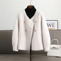 Womens Wool Blends Real Fur Coat High Quality 70% Natural s ...