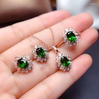 Brincos de decote Conjunto Moonrocy Rose Gold Color Crystal Ring Jewelry Cheker para mulheres Presente Green Drop Wholesale