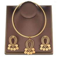Brincos de colar Conjunto de jóias de ouro para mulheres geometria e casamentos Dubai Bridal Color Gifts