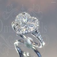 Anéis de casamento elegantes mulheres coração com cristal de cristal de cristal cúbico design de design de moda de moda jóias de cor prata feminina