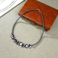 Choker Collier de brin de pierre d'h￩matite naturelle noir pour femmes Colliers de pendentif exquis cadeaux Colliers de la mode B422