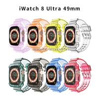 Регулируемые ремни для мягкого TPU премиум -класса для Apple Watch Band 49 мм с защитным бамперам спортивным корпусом для iWatch Ultra