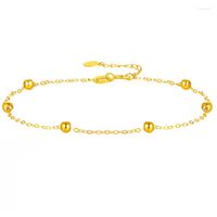 Hamserler perisi 18k altın halhal kadın güzel mücevherler için gerçek au750 katı yuvarlak top kayar saf ayarlanabilir zincir lüks hediye b511