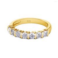 Küme Halkaları Trend 585 14K 10K Altın Kabarcık Yüzüğü Kadınlar Moissanite Wedding Band Eternity 7 Taş Nişan Mücevher Sertifikalı Mücevher