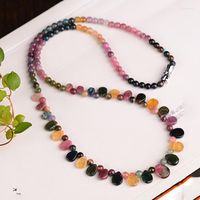 Colares de pingentes encantadores de colar de pedra turmalina natural com jóias de presente de aniversário para mulheres para mulheres