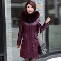 جلد L-8XL معطف Women Winter 2022 أزياء سترة الأم ثخانة ملابس خارجي دافئة