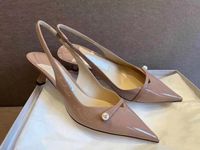 Роскошные бренды женщины сандал с низким каблуком Amita Slingback Sandals Уэтанские пальцы патентной кожи свадебные платья для вечеринки с оригиналами Box 35-43