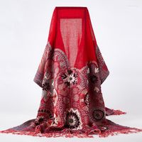 Bufandas viajeras japonesas con cuentas hechas a mano exquisita bufanda roja floral nepal lana hervida para mantener caliente