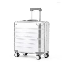 Valizler 18 "inç alüminyum kabin valiz 10kg küçük taşıma tekerlekleri ile arabası bagaj çantası