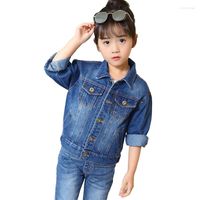 Джакеки для девушек джинсовая ткань 2022 мода детская джинсовая куртка весенняя осень верхняя одежда детская пальто dq562
