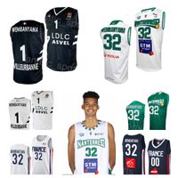 Imprimer National U19 France Basketball 32 Victor Wembanyama Jersey Nanterre 92 Team Maillot Ldlc Asvel Shirt Navy Blue blanc vert pour les fans de sport Fiba World Cup