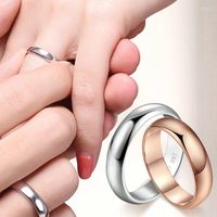 Anéis de casamento casal para homens mulheres amantes metal metal rosa ouro no engajamento de datação brindes jóias de moda r049