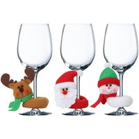 크리스마스 장식 레드 와인 샴페인 컵 세트 산타 클로스 눈사람 순록 크리스마스 가정 장식